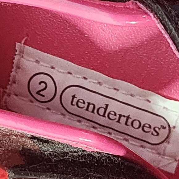 Tendertoes Black Patent Leather Fascia Flower Detail Infant Velcro Dress Shoe 2 - Picture 9 of 16